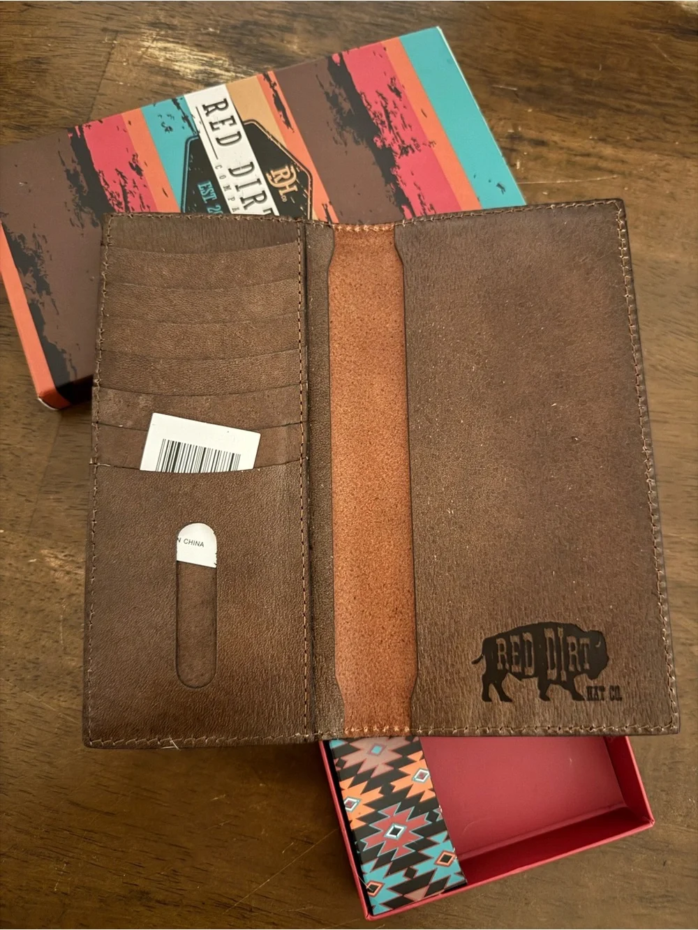 NWT Red Dirt Hat Rodeo Wallet - Multicolor Leather Pattern
